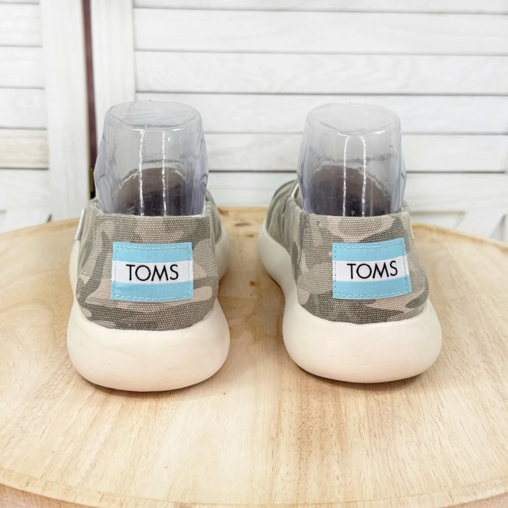 Toms Alpargata Mallow Camouflage Canvas Slip On‎ Flats Green 8 Women